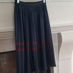 Zara Black and Red Striped Midi Skirt